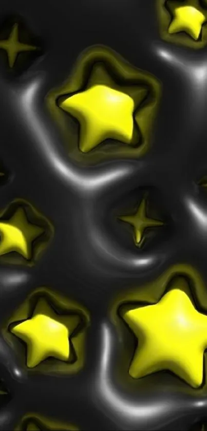 Glossy yellow stars on a black background wallpaper.