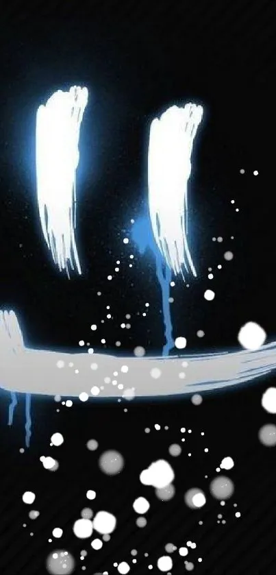 Glowing smiley face on dark background wallpaper.