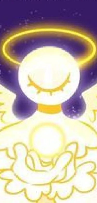 Radiant angel with halo glowing on a mobile wallpaper.