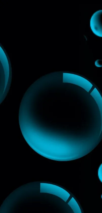 Mobile wallpaper featuring glowing blue bubbles on a dark background.