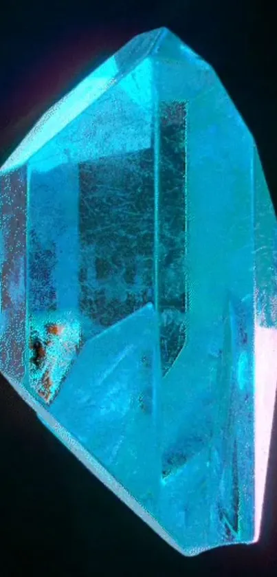 Glowing blue crystal with luminous cyan hues.