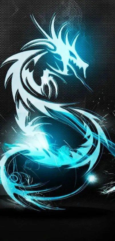 Dynamic glowing blue dragon design for mobile wallpaper.