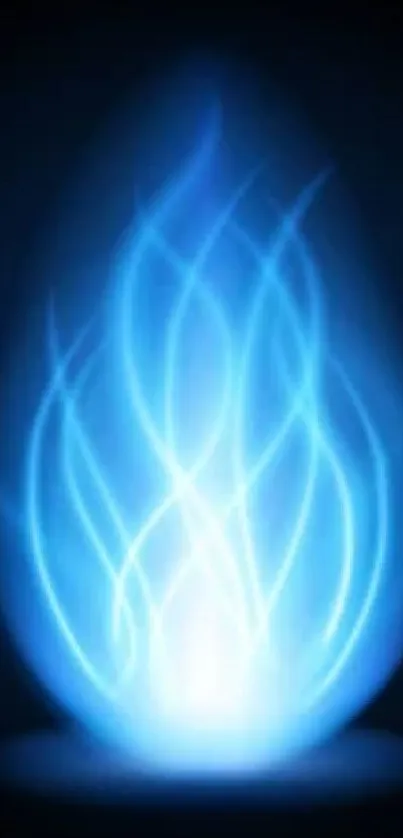 Vibrant blue flame glowing on a dark background.