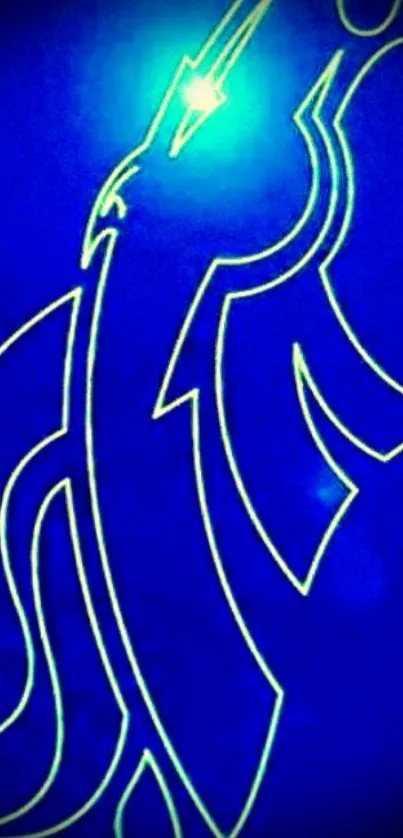 Glowing blue horse outline on a dark background wallpaper.