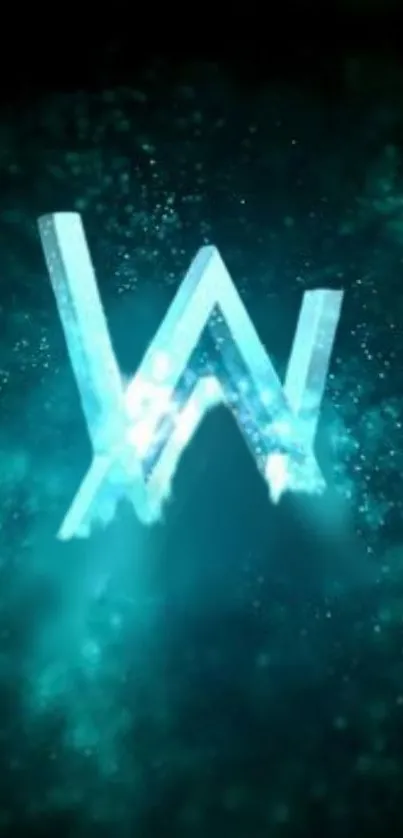 Glowing cyan letter W in a cosmic mist.