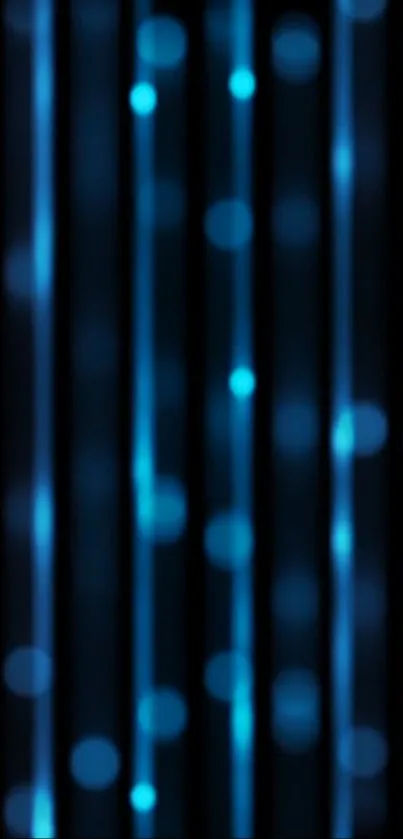 Neon blue light stripes with abstract design on dark background.