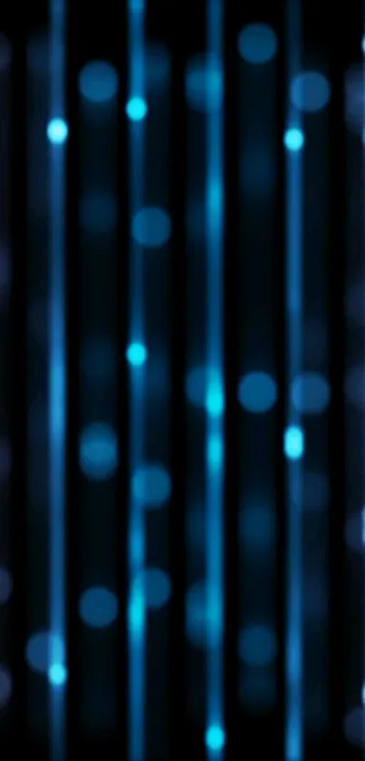 Blue neon light wallpaper with vertical lines and bokeh effect.