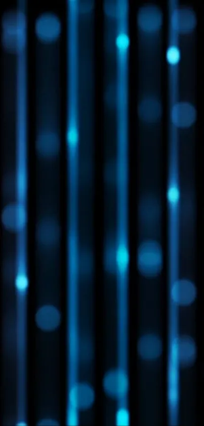 Glowing blue lines with blurred circles on a dark background.