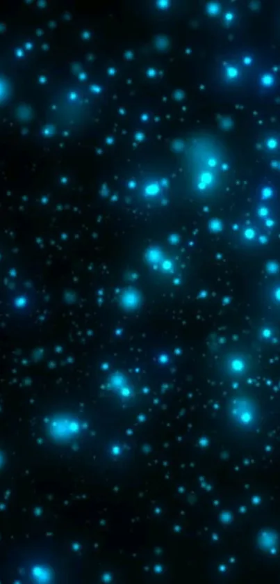 Mobile wallpaper featuring glowing blue particles on a dark background.