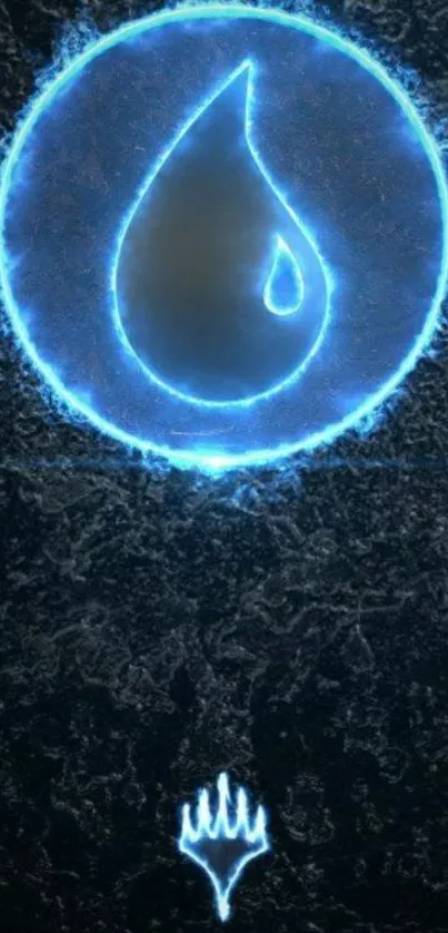 Glowing blue symbol on textured background wallpaper.