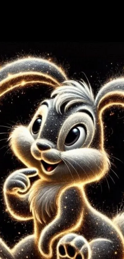 Glowing bunny with sparkling effects in fantasy art style.