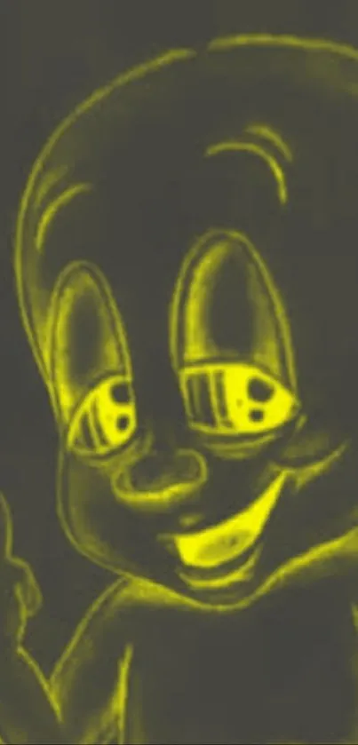 Glowing neon cartoon character in vibrant yellow tones.