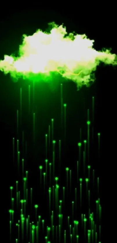 Neon green cloud with flowing rain effect.