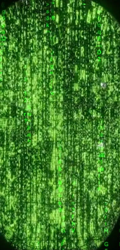 Bright green matrix code wallpaper for mobile devices.