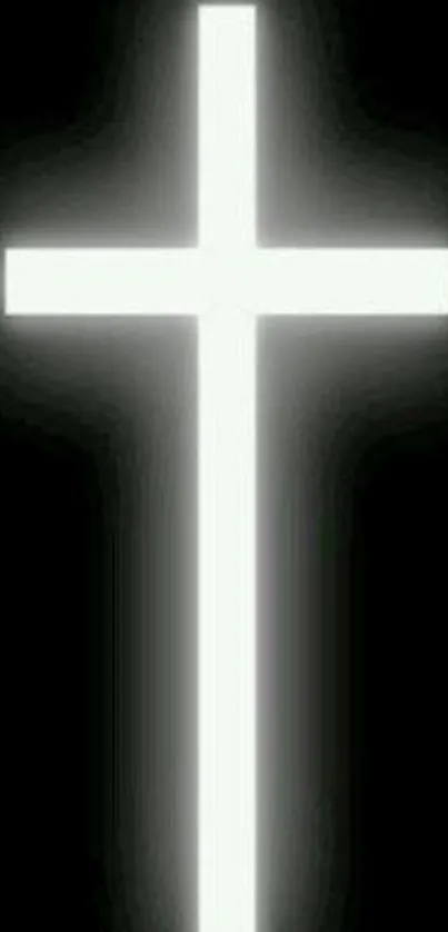 Glowing white cross on a black background.