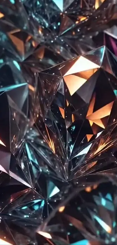 Abstract glowing crystal geometric wallpaper.