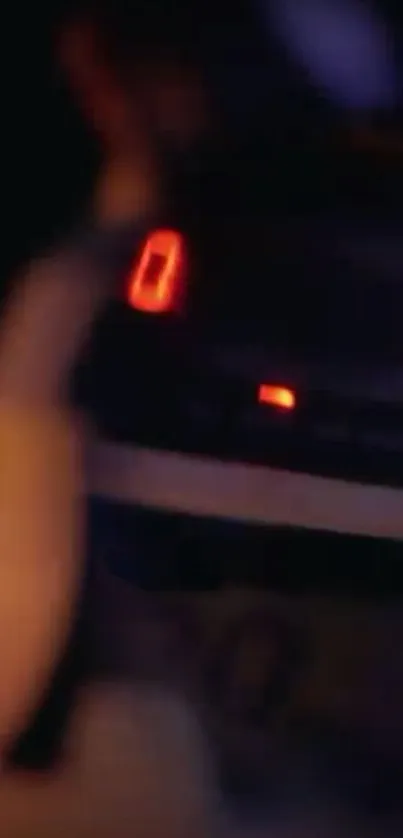 Blurred car dashboard glowing at night