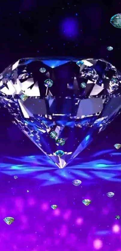 Glowing diamond on vibrant purple background.