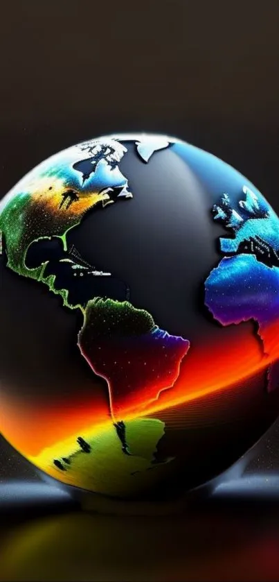 Colorful glowing Earth on dark background wallpaper.