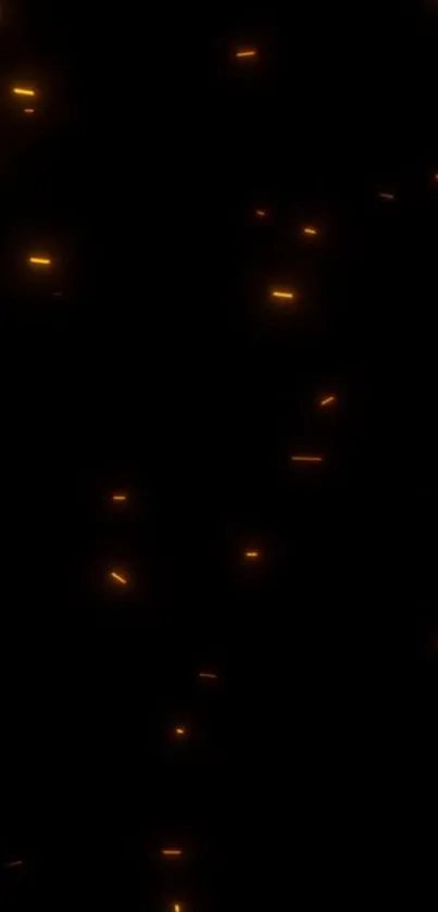 Mobile wallpaper with glowing orange sparks on black.