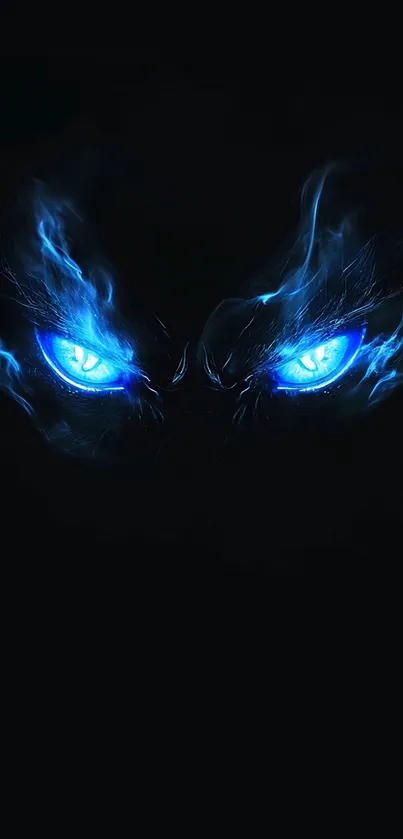 Dark wallpaper with glowing blue eyes