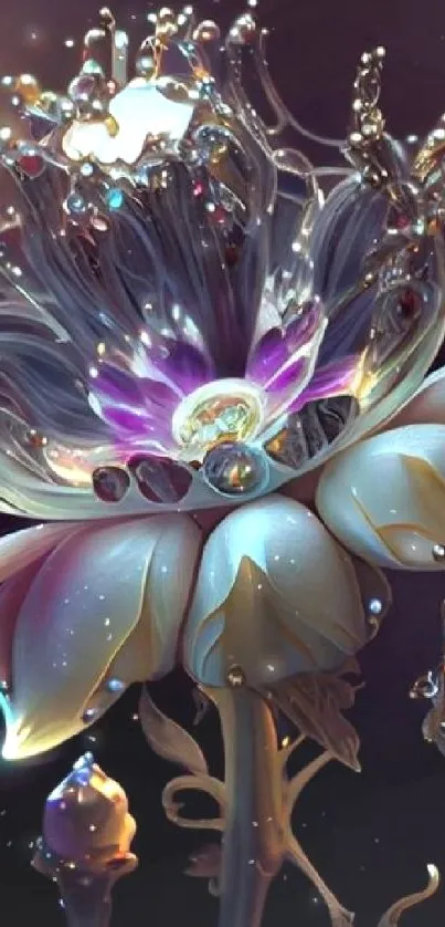 Intricate glowing fantasy flower art with vibrant colors and detailed design.