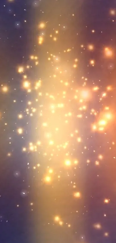 Orange and purple glowing galaxy wallpaper with stars.