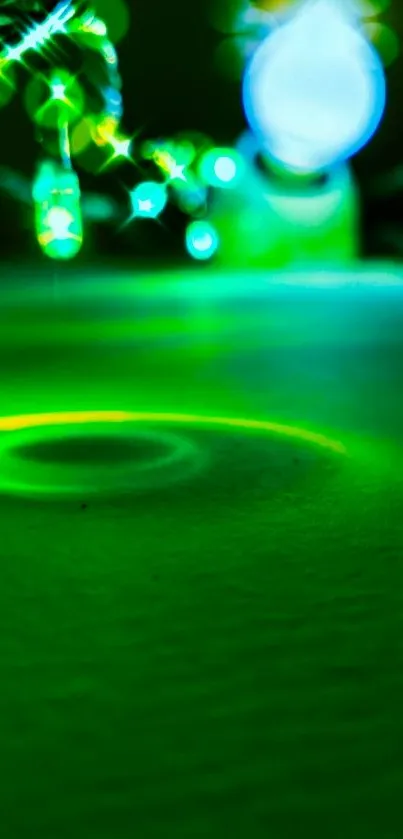 Glowing green abstract design with vibrant light.