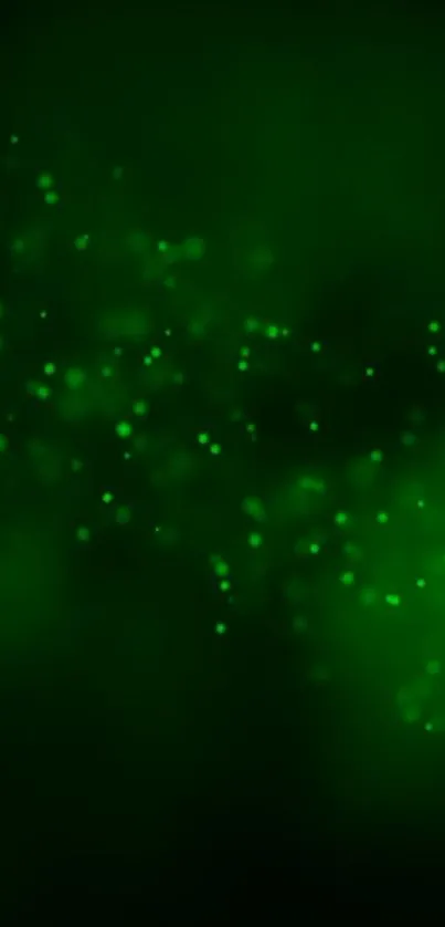 Dark green wallpaper with glowing particles.