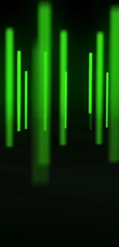 Green abstract wallpaper with glowing vertical lines.