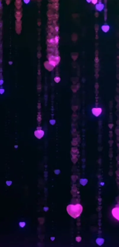 Vibrant purple heart wallpaper with glowing abstract design.