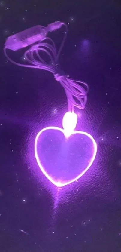 Purple glowing heart LED wallpaper for mobile