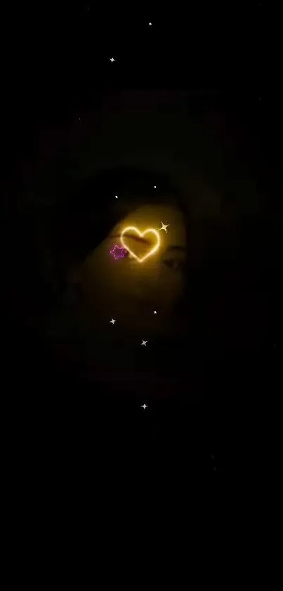 Glowing heart with a cosmic effect on black background.