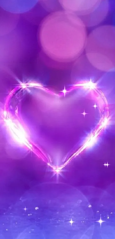 Glowing purple heart with vibrant hues.