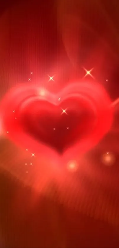 A glowing red heart with a sparkling effect.