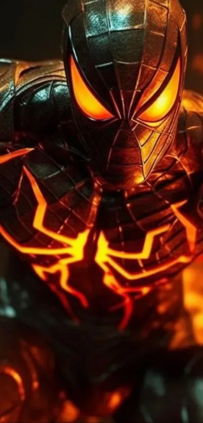 Fiery superhero with glowing suit art