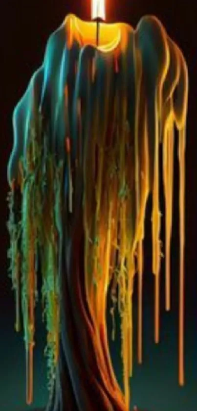 Abstract glowing candle with melting wax.