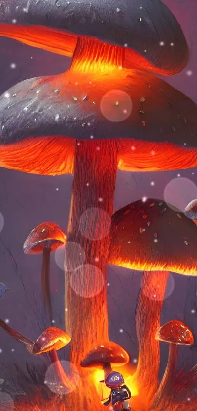 Glowing mushrooms with a fantasy theme depicted in digital art.