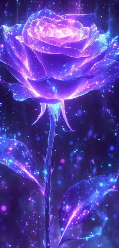 Glowing neon rose with vibrant colors