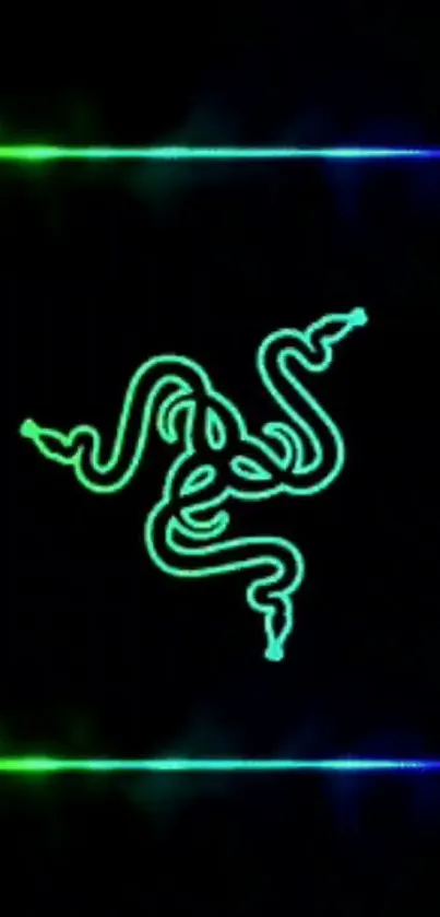 Neon green snake on dark background mobile wallpaper