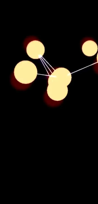 Mobile wallpaper with glowing orange circles on a black background.