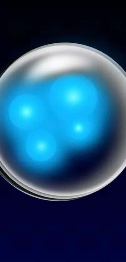 Glowing blue orb abstract wallpaper on a dark background.