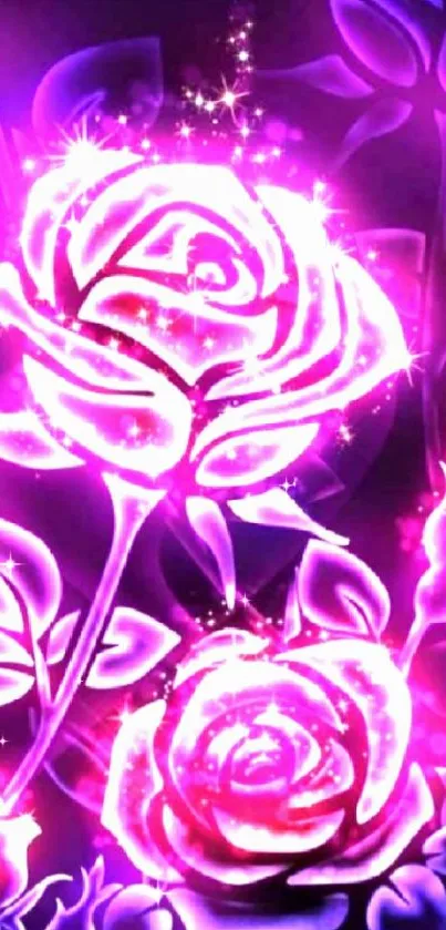 Vibrant glowing purple roses wallpaper.