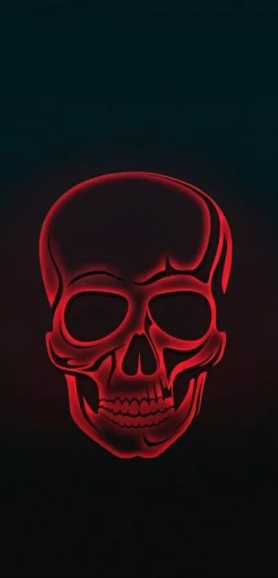 Dark wallpaper with a glowing red skull design.