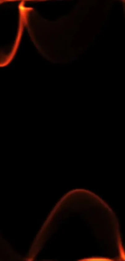 Mobile wallpaper with glowing red waves on a black background for tech enthusiasts.