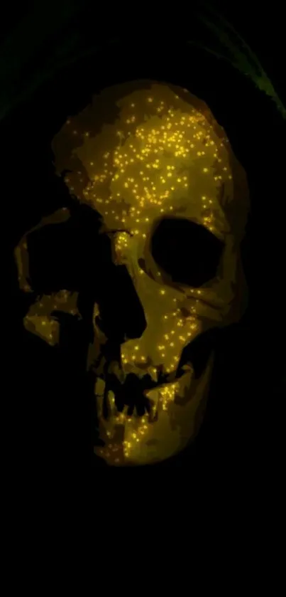 Glowing skull in the dark wallpaper with a mysterious vibe.