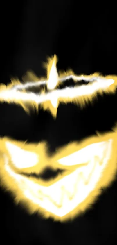 Eerie glowing smile on dark background wallpaper.