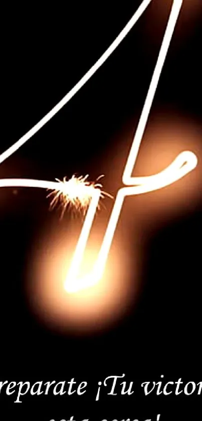 Stylish sparkler art number on black background.