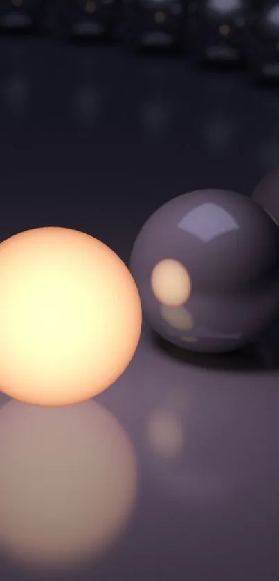 Glowing sphere with reflective balls art.