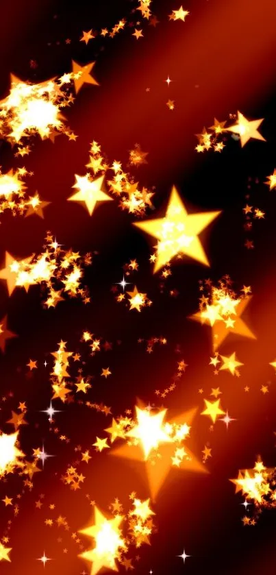 Vibrant orange star-filled night sky wallpaper for mobile.